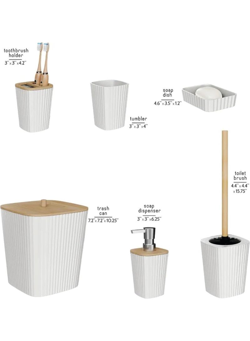 DUNISO 6 Pcs Bathroom Accessories Set,Household Toiletries Set,Sturdy and Durable,with Garbage can, Soap Dish, Toilet Brush, Mouthwash Cup, Lotion Bottle, Toothbrush Holder,Suitable for Family and Travel Use - Image 2